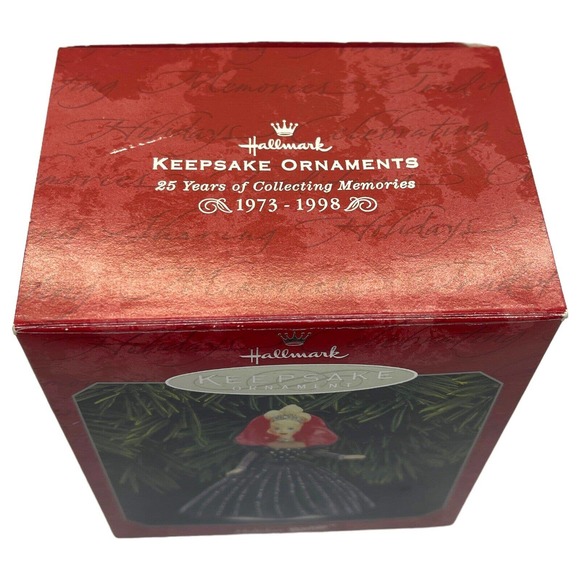 Holiday Barbie Doll Christmas Tree Ornament 1998 Hallmark Keepsake Black Dress - Picture 11 of 16